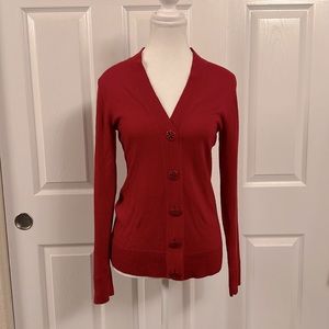 Red Tory Burch Merino Wool cardigan. Good condition.
